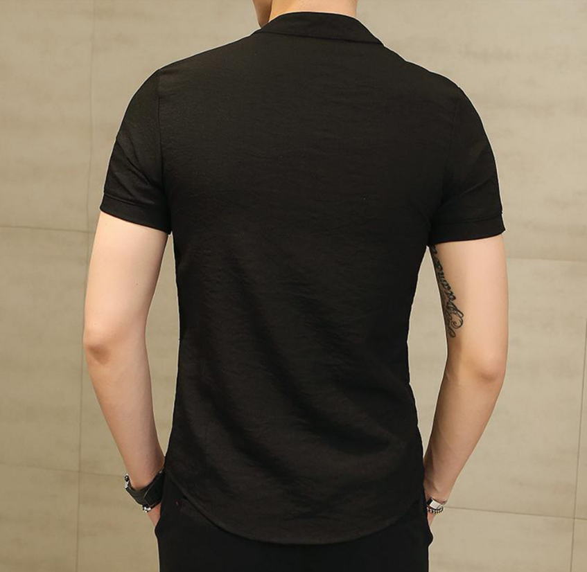 Tradictional Chinese Clothing For Men short Sleeve Cotton Linen Chinese Style Shirts Kung Fu Tai Chi Tang Suit Style Tops CN-026