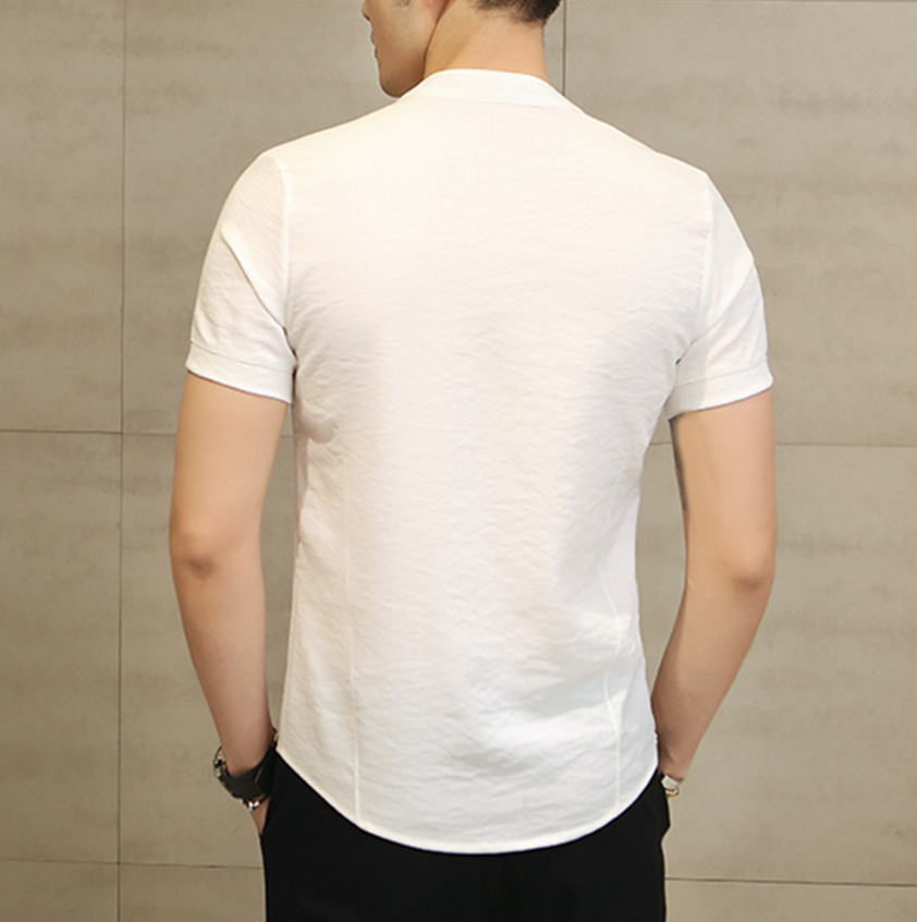 Tradictional Chinese Clothing For Men short Sleeve Cotton Linen Chinese Style Shirts Kung Fu Tai Chi Tang Suit Style Tops CN-026