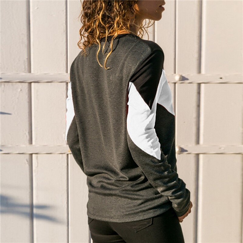 Women Sweater Pullover Patchwork Long Sleeve Shirt (Minimum order 500 pieces each color)