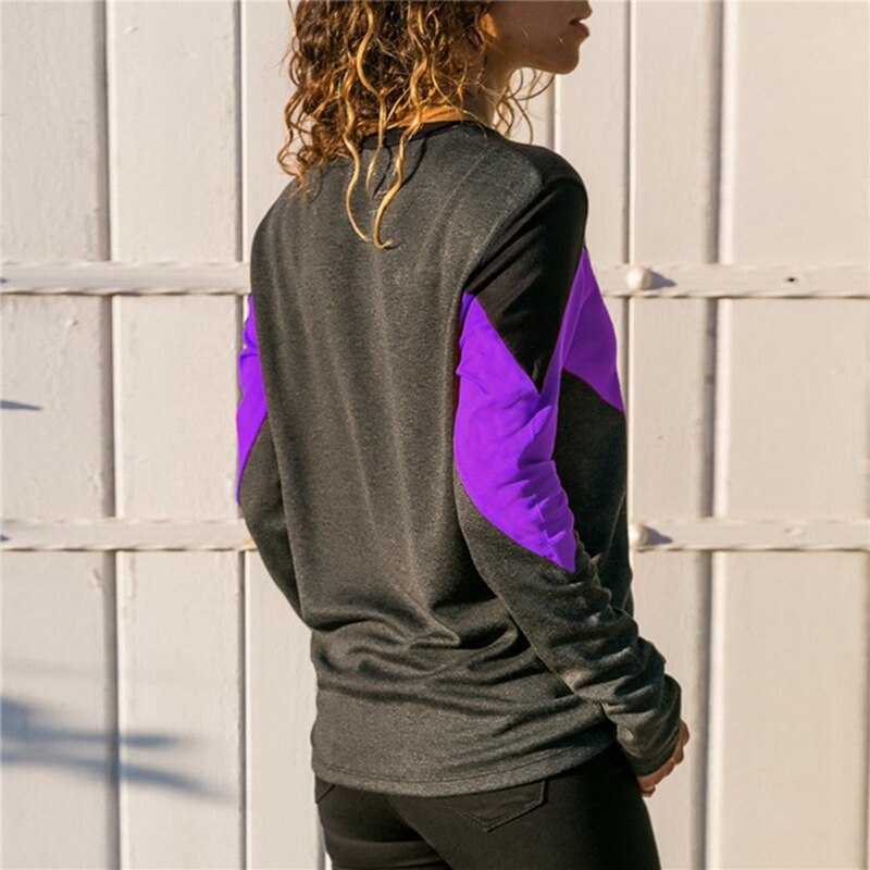 Women Sweater Pullover Patchwork Long Sleeve Shirt (Minimum order 500 pieces each color)