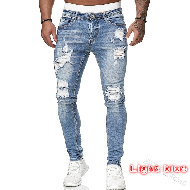 Men's Sweatpants Sexy Hole Jeans Pants (Minimum order 300 pieces each color and design)