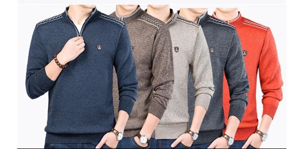Men Sweaters Thick Warm Winter Zipper Sweater Cashmere Wool Sweaters Man Casual Knit Long Sleeve Stand Collar Pullover Men Sweaters Thick Warm Winter Zipper Sweater Cashmere Wool Sweaters Man Casual Knit Long Sleeve Stand Collar Pullover