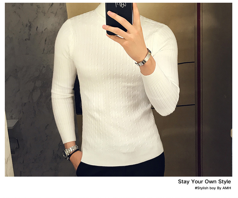 2019 Korean Slim Solid Color Turtleneck Sweater Mens Winter Long Sleeve Warm Knit Sweater Classic Solid Casual Bottoming Shirt 2019 Korean Slim Solid Color Turtleneck Sweater Mens Winter Long Sleeve Warm Knit Sweater Classic Solid Casual Bottoming Shirt