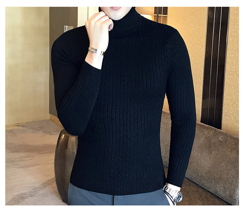 2019 Korean Slim Solid Color Turtleneck Sweater Mens Winter Long Sleeve Warm Knit Sweater Classic Solid Casual Bottoming Shirt 2019 Korean Slim Solid Color Turtleneck Sweater Mens Winter Long Sleeve Warm Knit Sweater Classic Solid Casual Bottoming Shirt