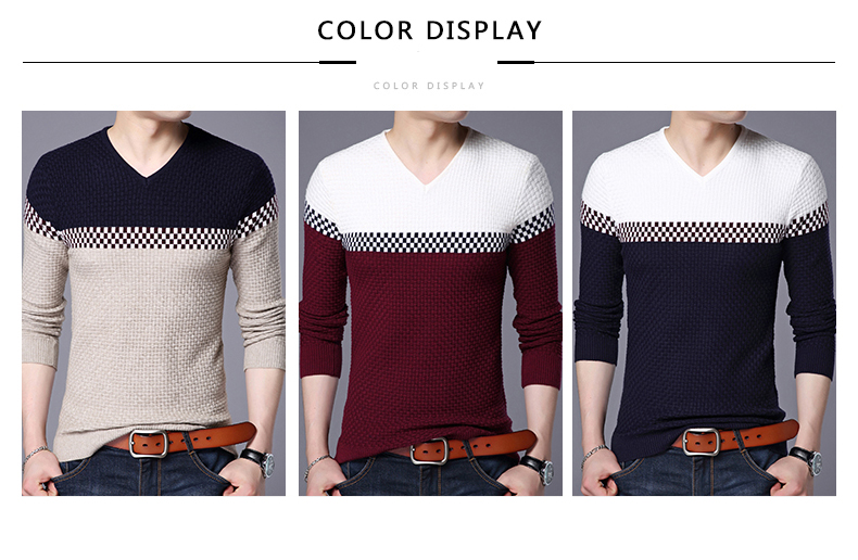 BROWON Men Brand Sweater 2020 Sweater Business Leisure Sweater Pullover V-neck Mens Fit Slim Sweaters Knitted for Man