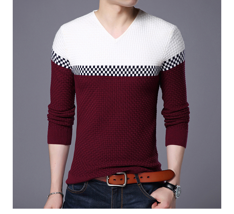 BROWON Men Brand Sweater 2020 Sweater Business Leisure Sweater Pullover V-neck Mens Fit Slim Sweaters Knitted for Man