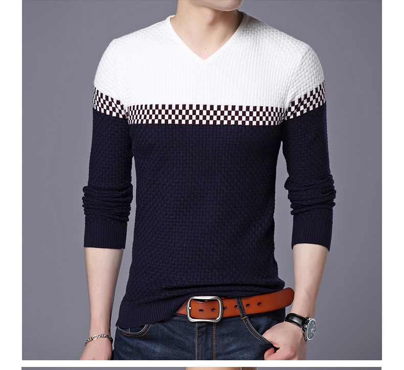 BROWON Men Brand Sweater 2020 Sweater Business Leisure Sweater Pullover V-neck Mens Fit Slim Sweaters Knitted for Man