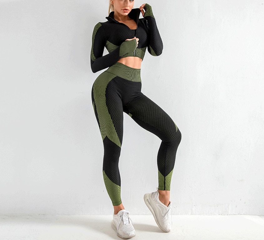 2pcs/3pcs Seamless Sport Sets Women High Stretchy Outdoor Running Gym suits for women Bra Leggings And Top two piece set women