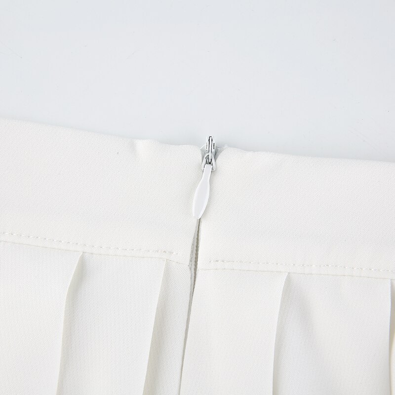 Waatfaak White Pleated Skirt Short Woman Elastic Waist Mini Skirts Sexy Mircro Summer Embroidery Mini Tennis Skirt New Preppy