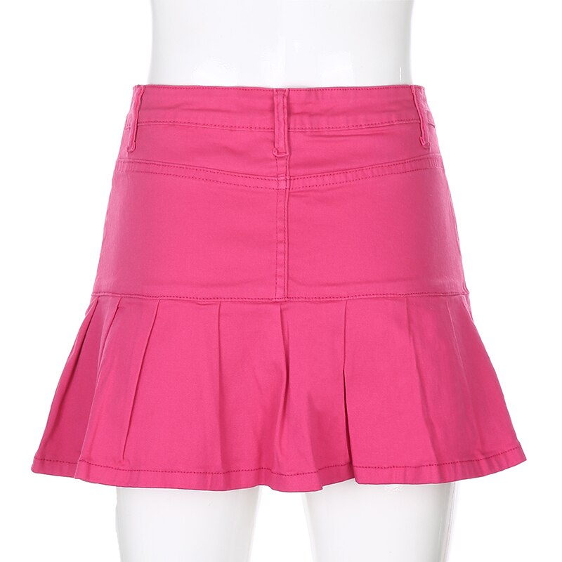 Rapcopter Women Jeans Skirts High Waist Pleated Skirts Zipper Mini Skirts Summer New Pop Streetwear Bottom Y2K Skinny Blue Skirt