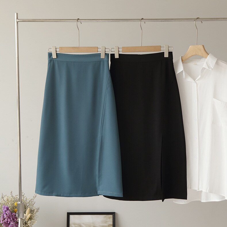 Bornladies New Arrival Autumn Winter Solid Casual Elegant Blue and Black Color Skirts for Women Party Work (Minimum order 100 pieces each design) Bornladies New Arrival Autumn Winter Solid Casual Elegant Blue and Black Color Skirts for Women Party Work (Minimum order 100 pieces each design)