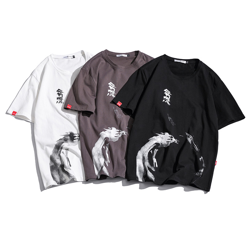 Funny Anime Print Oversized Men T Shirt Hip-Hop Cotton T-shirt O-neck Summer Japanese Male Causal Tshirts 5XL Fashion Loose Tees