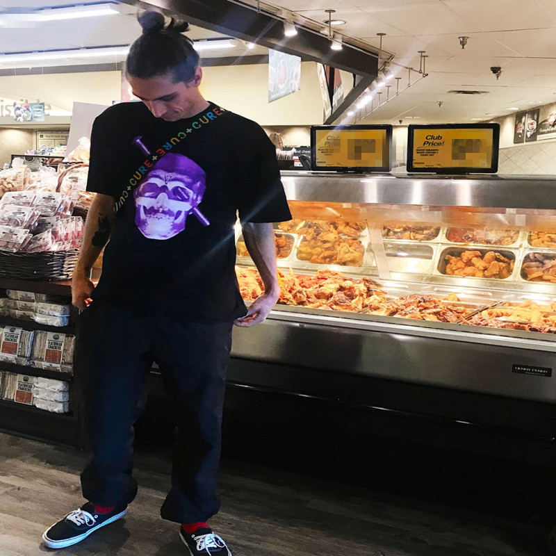 VLONE men t shirt 100% cotton streetwear Women's T-shirt USA summer Short sleeve brand hip hop tshirt Skull head screw Ninja