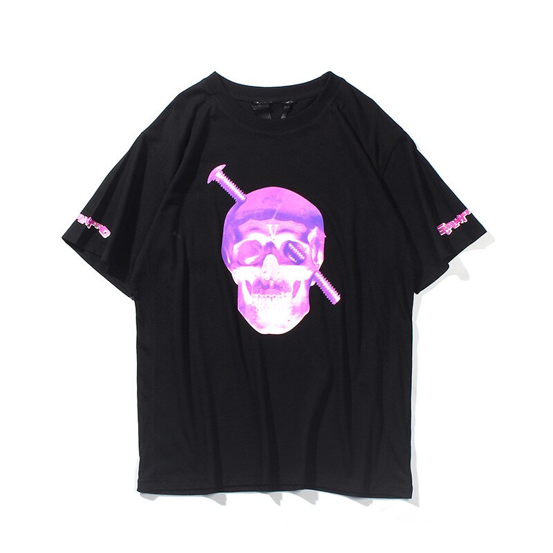 VLONE men t shirt 100% cotton streetwear Women's T-shirt USA summer Short sleeve brand hip hop tshirt Skull head screw Ninja