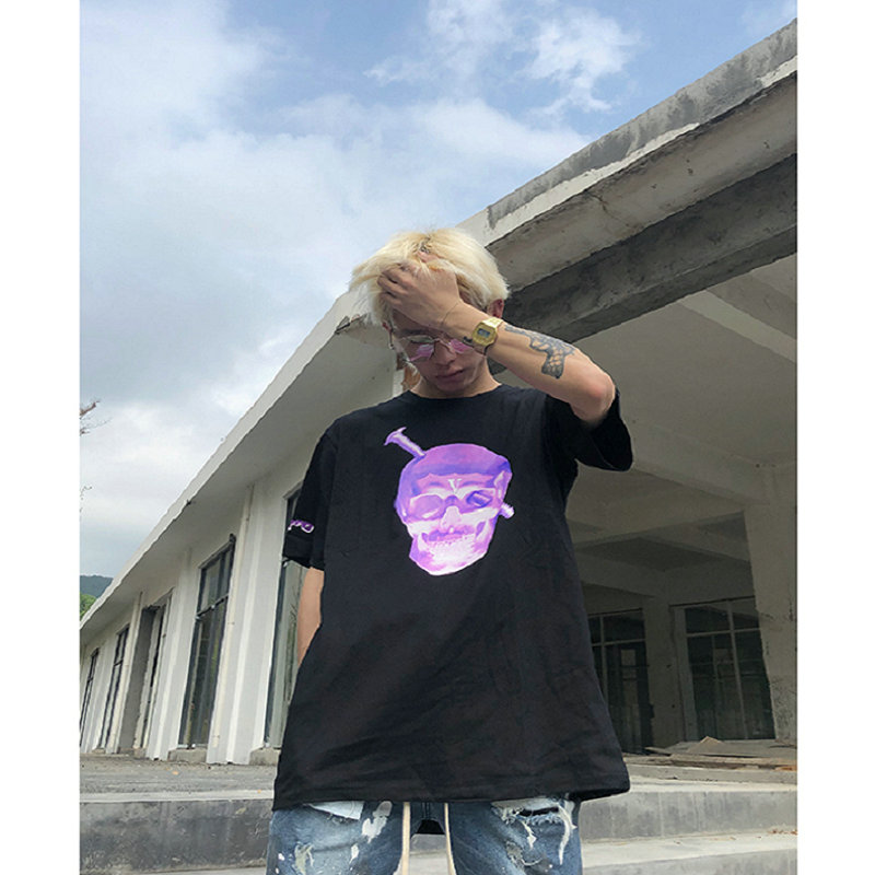 VLONE men t shirt 100% cotton streetwear Women's T-shirt USA summer Short sleeve brand hip hop tshirt Skull head screw Ninja