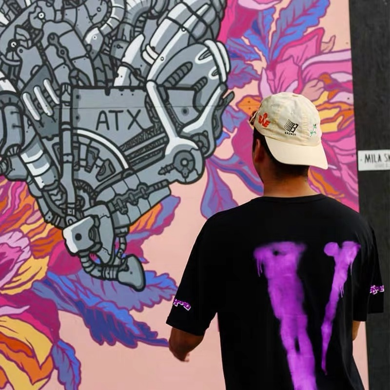 VLONE men t shirt 100% cotton streetwear Women's T-shirt USA summer Short sleeve brand hip hop tshirt Skull head screw Ninja