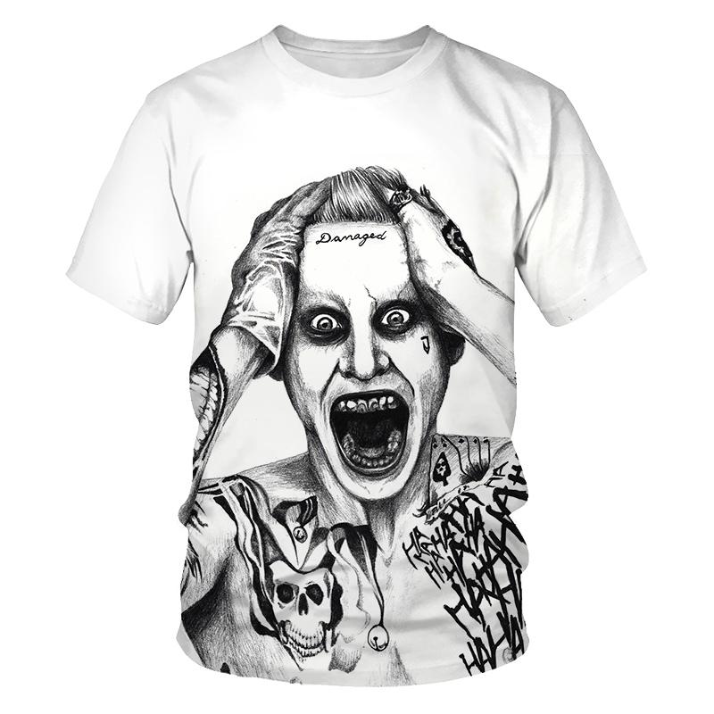 Summer 2020 white all-match 3D printed T-shirt men's all-match clown casual men's and women's T-shirts Fun and interesting T-shi