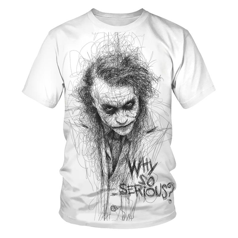 Summer 2020 white all-match 3D printed T-shirt men's all-match clown casual men's and women's T-shirts Fun and interesting T-shi