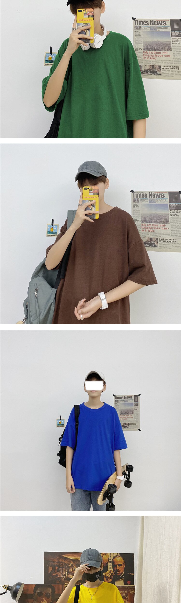 Short-sleeved t-shirt Men's simple solid bottoming shirt men's clothing loose casual Oversized Men t-shirt cool Thin Summer Tops Short-sleeved t-shirt Men's simple solid bottoming shirt men's clothing loose casual Oversized Men t-shirt cool Thin Summer Tops