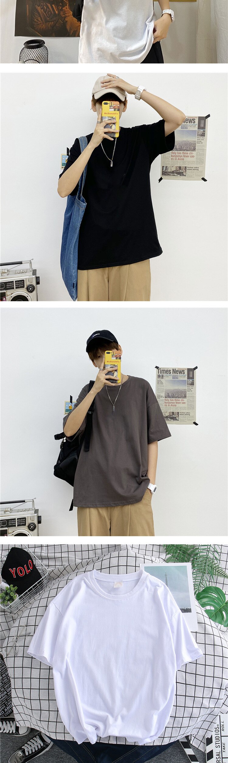 Short-sleeved t-shirt Men's simple solid bottoming shirt men's clothing loose casual Oversized Men t-shirt cool Thin Summer Tops Short-sleeved t-shirt Men's simple solid bottoming shirt men's clothing loose casual Oversized Men t-shirt cool Thin Summer Tops