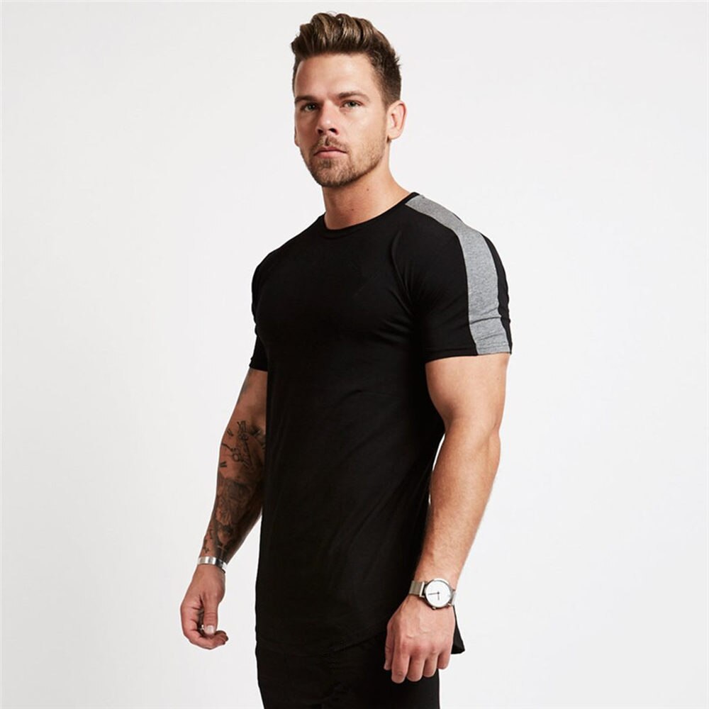 Casual Cotton Solid t shirt Men Gyms Fitness Short sleeve T-shirt Male Bodybuilding Workout Tees Tops Summer New Clothes Apparel