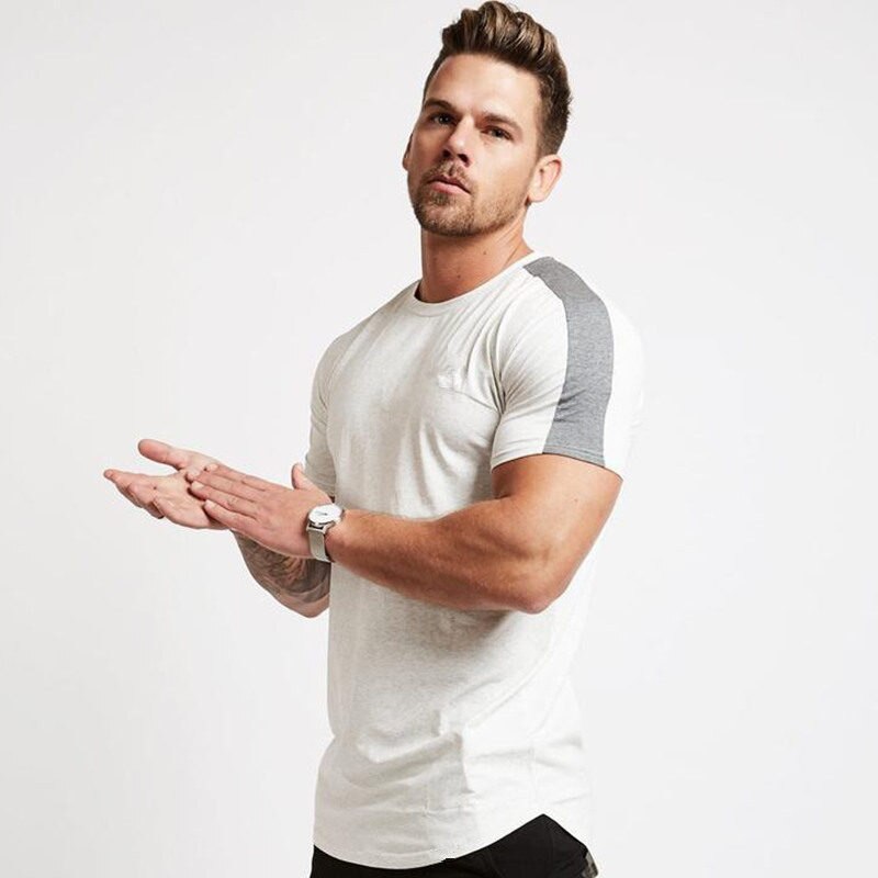 Casual Cotton Solid t shirt Men Gyms Fitness Short sleeve T-shirt Male Bodybuilding Workout Tees Tops Summer New Clothes Apparel