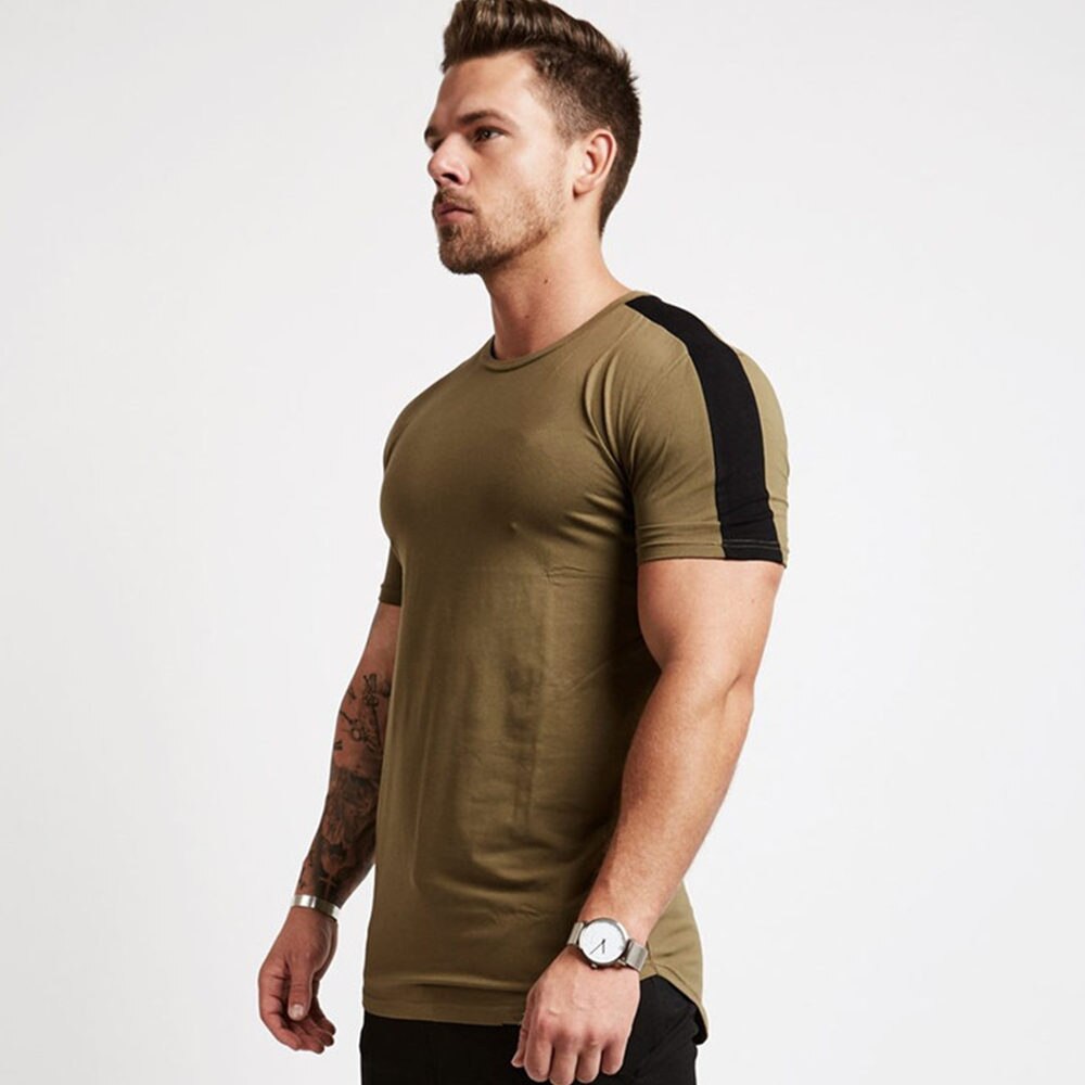 Casual Cotton Solid t shirt Men Gyms Fitness Short sleeve T-shirt Male Bodybuilding Workout Tees Tops Summer New Clothes Apparel