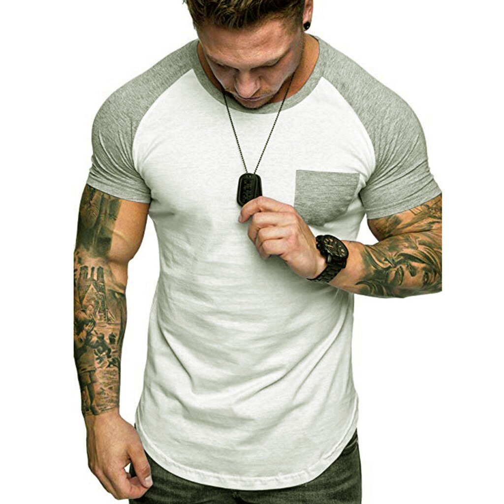 Men's Summer Slim Fit Pocket Short Sleeved T-shirt (Minimum order 100 pieces each color)