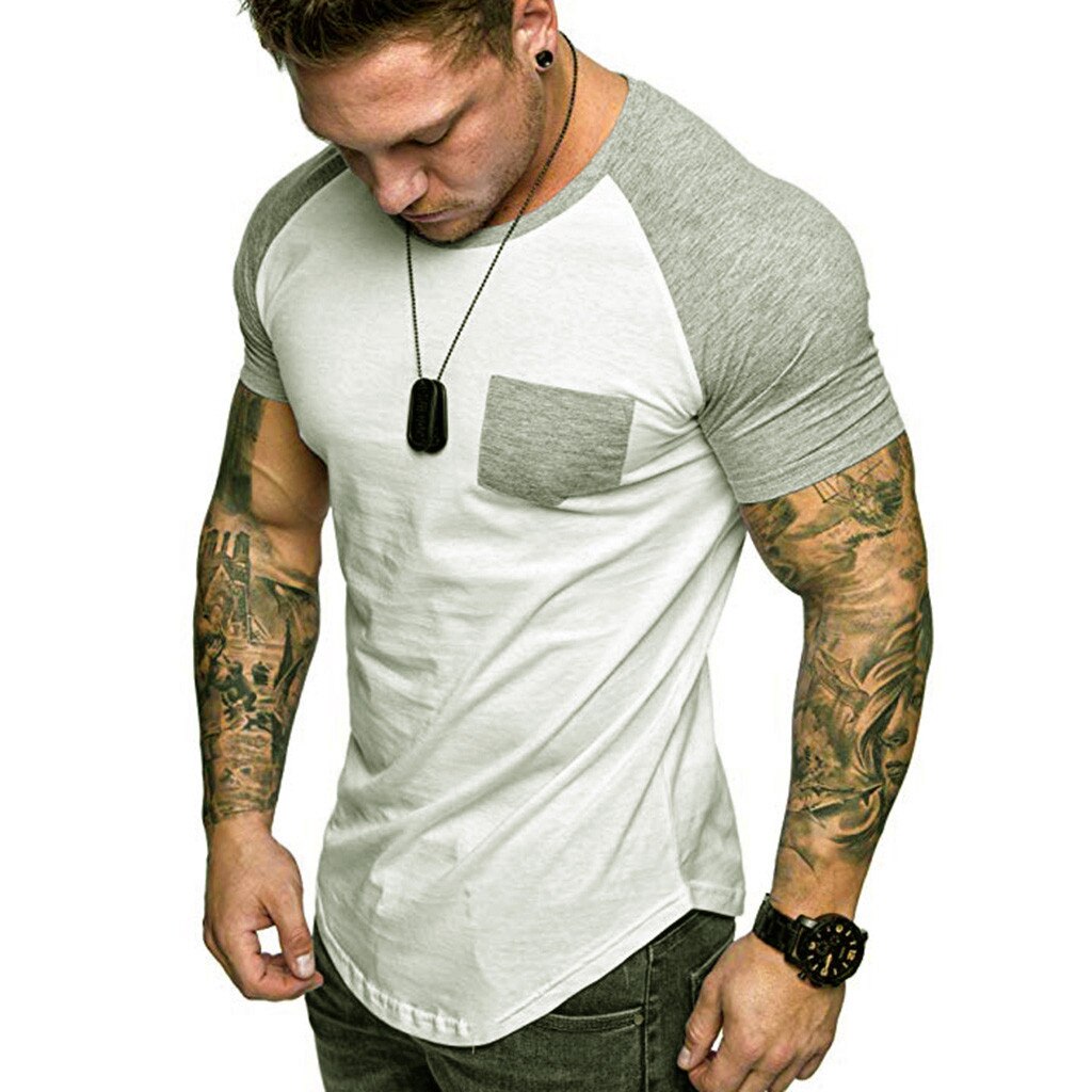 Men's Summer Slim Fit Pocket Short Sleeved T-shirt (Minimum order 100 pieces each color)