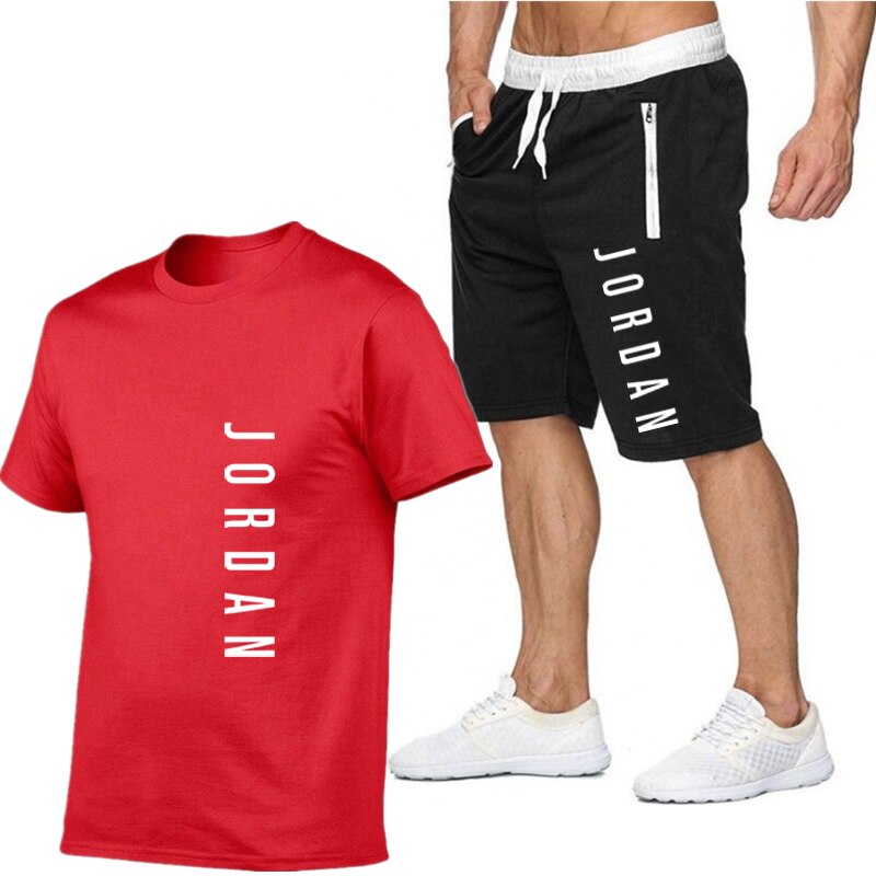 Summer new men's T-shirt set 2-piece men's sportswear suit fitness summer printed men's short sleeve + shorts men's suit 2XL Summer new men's T-shirt set 2-piece men's sportswear suit fitness summer printed men's short sleeve + shorts men's suit 2XL