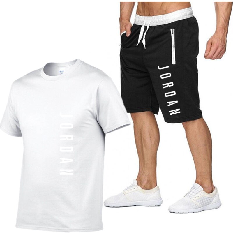 Summer new men's T-shirt set 2-piece men's sportswear suit fitness summer printed men's short sleeve + shorts men's suit 2XL Summer new men's T-shirt set 2-piece men's sportswear suit fitness summer printed men's short sleeve + shorts men's suit 2XL