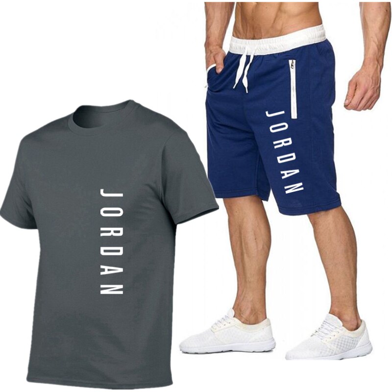 Summer new men's T-shirt set 2-piece men's sportswear suit fitness summer printed men's short sleeve + shorts men's suit 2XL Summer new men's T-shirt set 2-piece men's sportswear suit fitness summer printed men's short sleeve + shorts men's suit 2XL