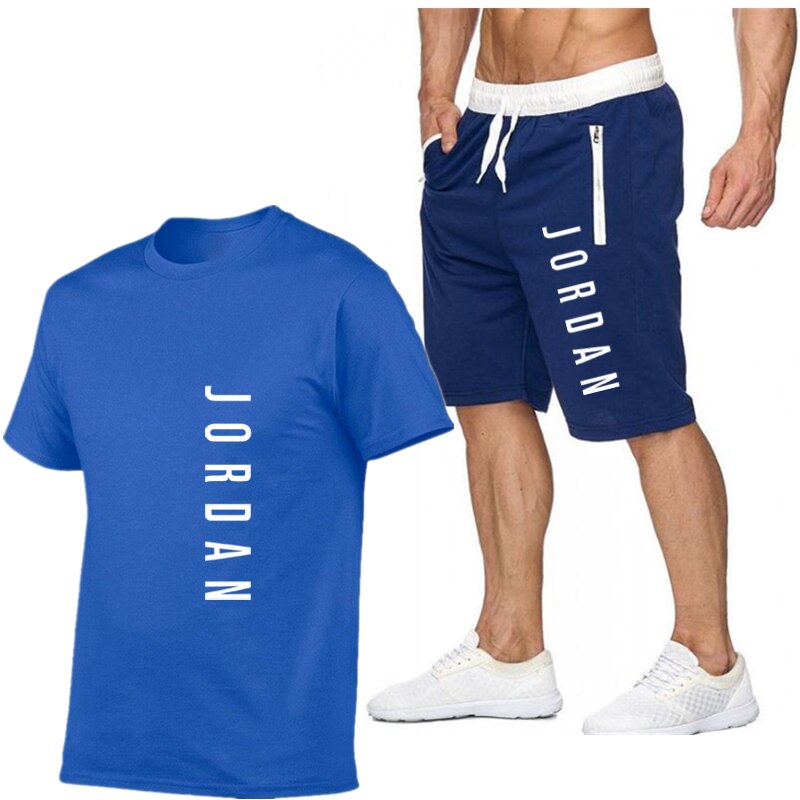 Summer new men's T-shirt set 2-piece men's sportswear suit fitness summer printed men's short sleeve + shorts men's suit 2XL Summer new men's T-shirt set 2-piece men's sportswear suit fitness summer printed men's short sleeve + shorts men's suit 2XL