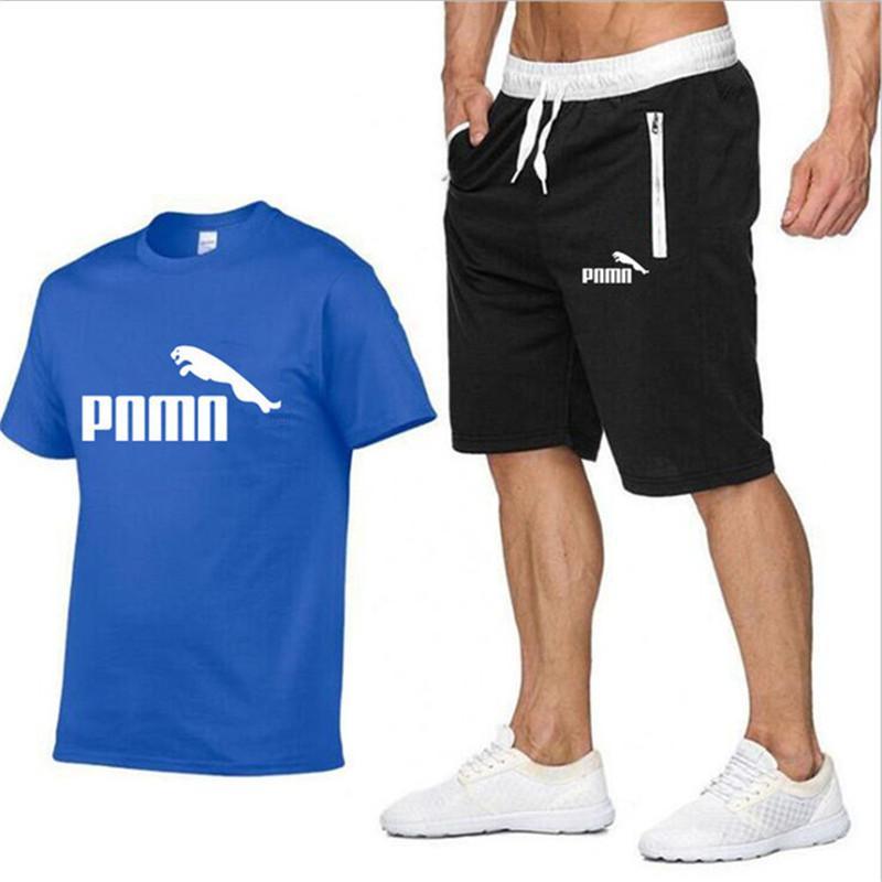 2020 Summer New Cotton short-sleeved men's Sets tracksuit Casual sports suit clothes men T-shirt +shorts suit Print Brand Sets 2020 Summer New Cotton short-sleeved men's Sets tracksuit Casual sports suit clothes men T-shirt +shorts suit Print Brand Sets