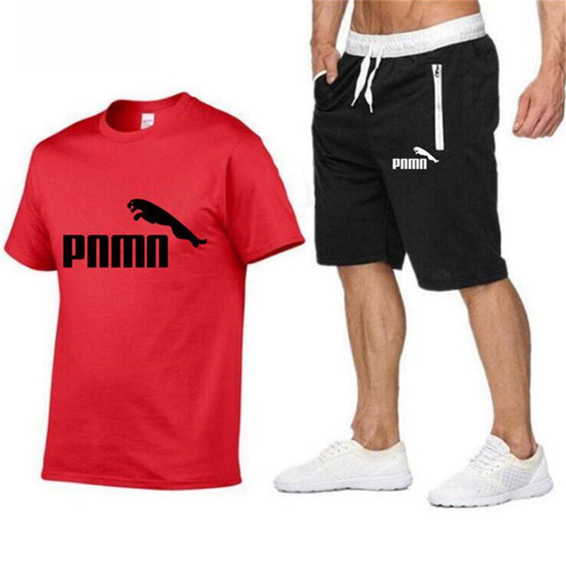 2020 Summer New Cotton short-sleeved men's Sets tracksuit Casual sports suit clothes men T-shirt +shorts suit Print Brand Sets 2020 Summer New Cotton short-sleeved men's Sets tracksuit Casual sports suit clothes men T-shirt +shorts suit Print Brand Sets