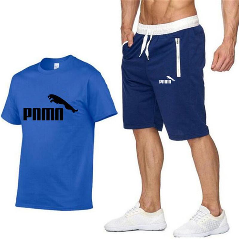 2020 Summer New Cotton short-sleeved men's Sets tracksuit Casual sports suit clothes men T-shirt +shorts suit Print Brand Sets 2020 Summer New Cotton short-sleeved men's Sets tracksuit Casual sports suit clothes men T-shirt +shorts suit Print Brand Sets