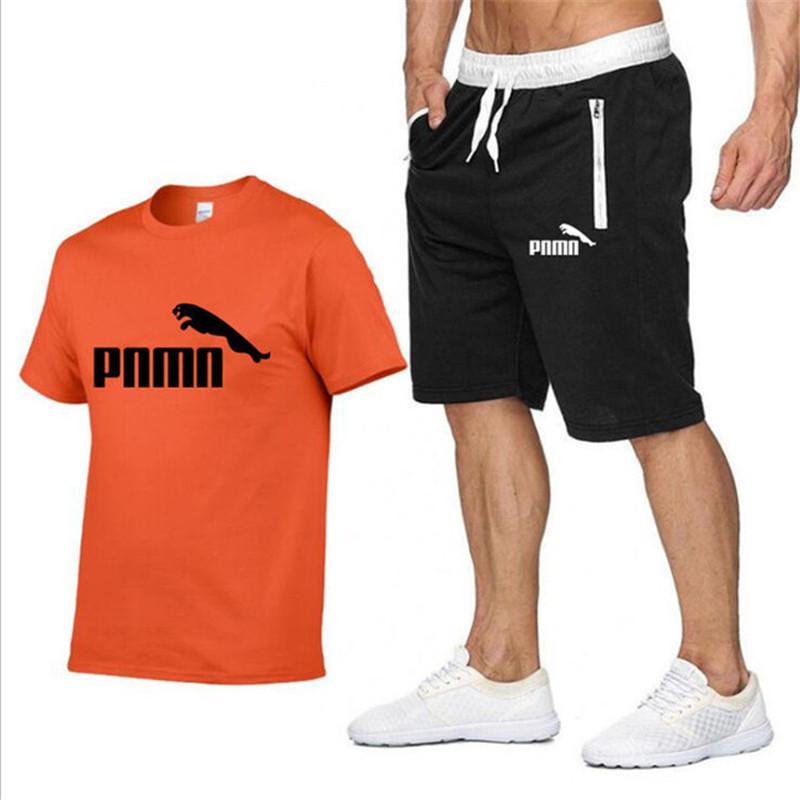 2020 Summer New Cotton short-sleeved men's Sets tracksuit Casual sports suit clothes men T-shirt +shorts suit Print Brand Sets 2020 Summer New Cotton short-sleeved men's Sets tracksuit Casual sports suit clothes men T-shirt +shorts suit Print Brand Sets