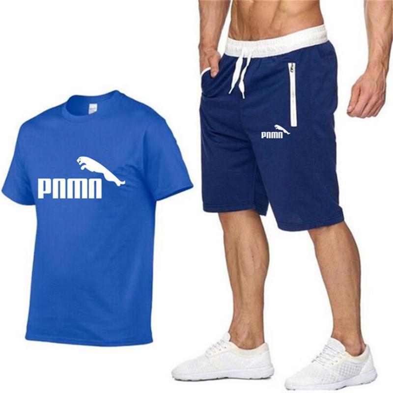 2020 Summer New Cotton short-sleeved men's Sets tracksuit Casual sports suit clothes men T-shirt +shorts suit Print Brand Sets 2020 Summer New Cotton short-sleeved men's Sets tracksuit Casual sports suit clothes men T-shirt +shorts suit Print Brand Sets