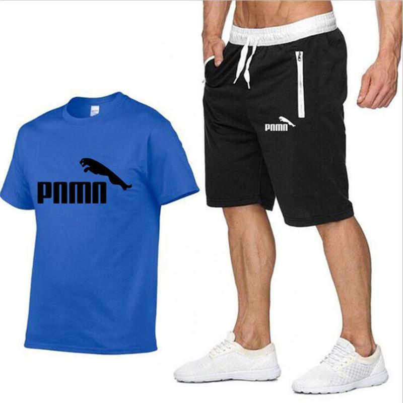 2020 Summer New Cotton short-sleeved men's Sets tracksuit Casual sports suit clothes men T-shirt +shorts suit Print Brand Sets 2020 Summer New Cotton short-sleeved men's Sets tracksuit Casual sports suit clothes men T-shirt +shorts suit Print Brand Sets