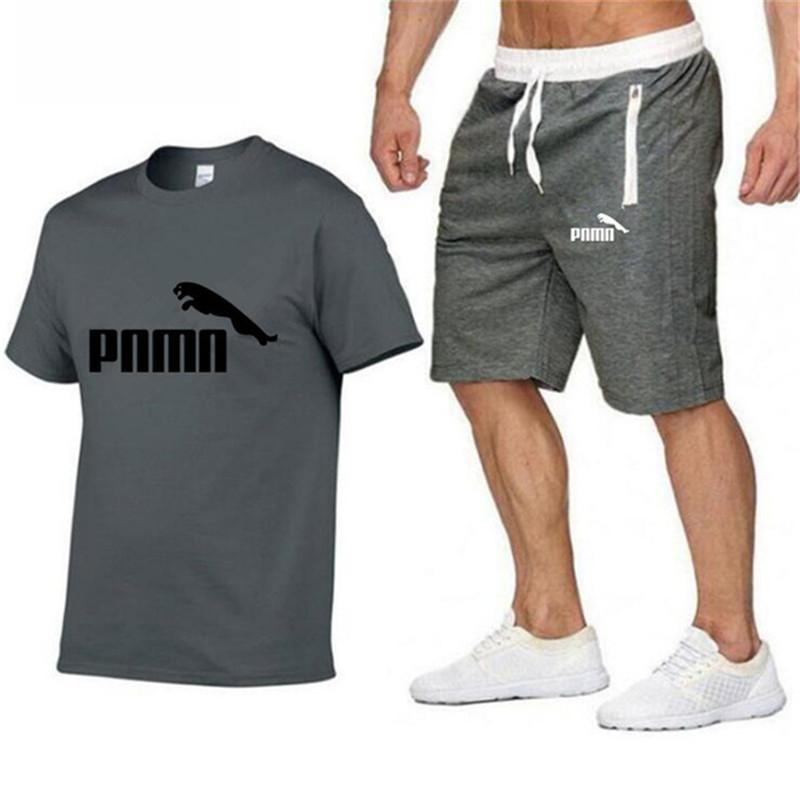 2020 Summer New Cotton short-sleeved men's Sets tracksuit Casual sports suit clothes men T-shirt +shorts suit Print Brand Sets 2020 Summer New Cotton short-sleeved men's Sets tracksuit Casual sports suit clothes men T-shirt +shorts suit Print Brand Sets