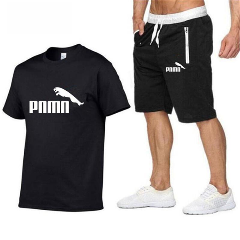 2020 Summer New Cotton short-sleeved men's Sets tracksuit Casual sports suit clothes men T-shirt +shorts suit Print Brand Sets 2020 Summer New Cotton short-sleeved men's Sets tracksuit Casual sports suit clothes men T-shirt +shorts suit Print Brand Sets