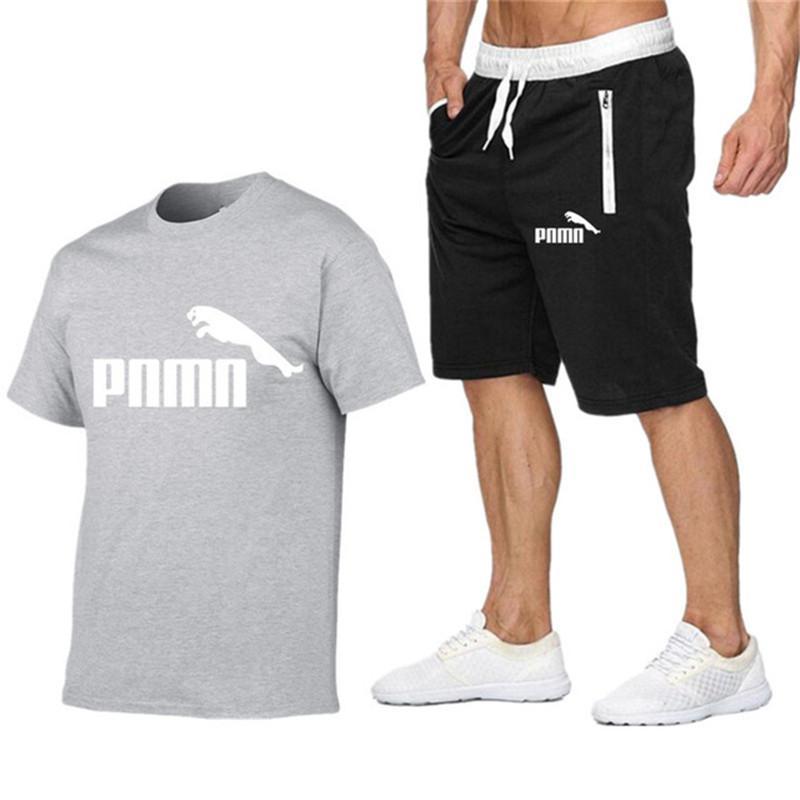 2020 Summer New Cotton short-sleeved men's Sets tracksuit Casual sports suit clothes men T-shirt +shorts suit Print Brand Sets 2020 Summer New Cotton short-sleeved men's Sets tracksuit Casual sports suit clothes men T-shirt +shorts suit Print Brand Sets