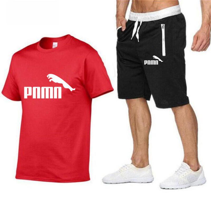2020 Summer New Cotton short-sleeved men's Sets tracksuit Casual sports suit clothes men T-shirt +shorts suit Print Brand Sets 2020 Summer New Cotton short-sleeved men's Sets tracksuit Casual sports suit clothes men T-shirt +shorts suit Print Brand Sets