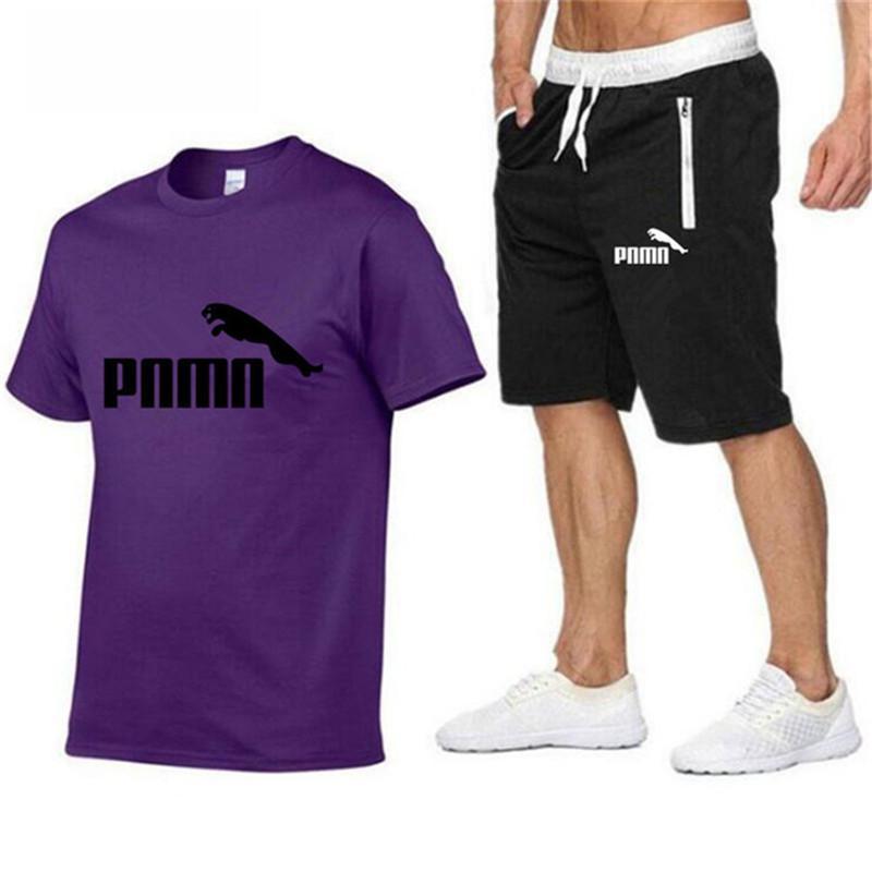 2020 Summer New Cotton short-sleeved men's Sets tracksuit Casual sports suit clothes men T-shirt +shorts suit Print Brand Sets 2020 Summer New Cotton short-sleeved men's Sets tracksuit Casual sports suit clothes men T-shirt +shorts suit Print Brand Sets