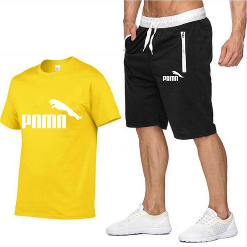 2020 Summer New Cotton short-sleeved men's Sets tracksuit Casual sports suit clothes men T-shirt +shorts suit Print Brand Sets 2020 Summer New Cotton short-sleeved men's Sets tracksuit Casual sports suit clothes men T-shirt +shorts suit Print Brand Sets