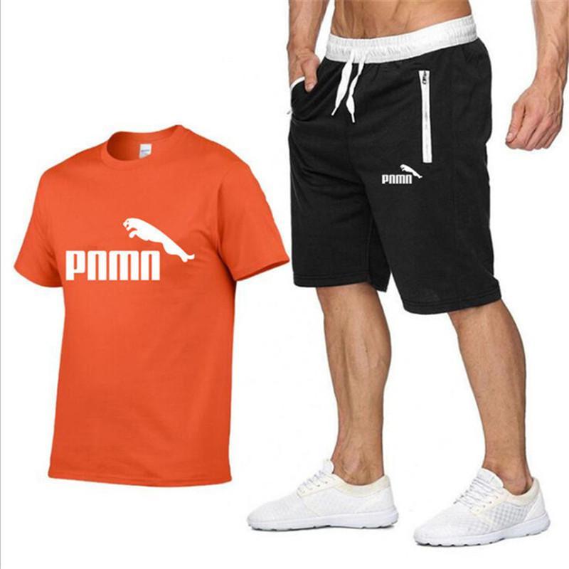 2020 Summer New Cotton short-sleeved men's Sets tracksuit Casual sports suit clothes men T-shirt +shorts suit Print Brand Sets 2020 Summer New Cotton short-sleeved men's Sets tracksuit Casual sports suit clothes men T-shirt +shorts suit Print Brand Sets