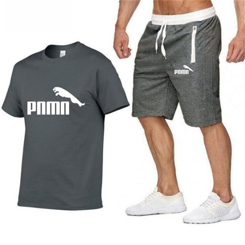 2020 Summer New Cotton short-sleeved men's Sets tracksuit Casual sports suit clothes men T-shirt +shorts suit Print Brand Sets 2020 Summer New Cotton short-sleeved men's Sets tracksuit Casual sports suit clothes men T-shirt +shorts suit Print Brand Sets