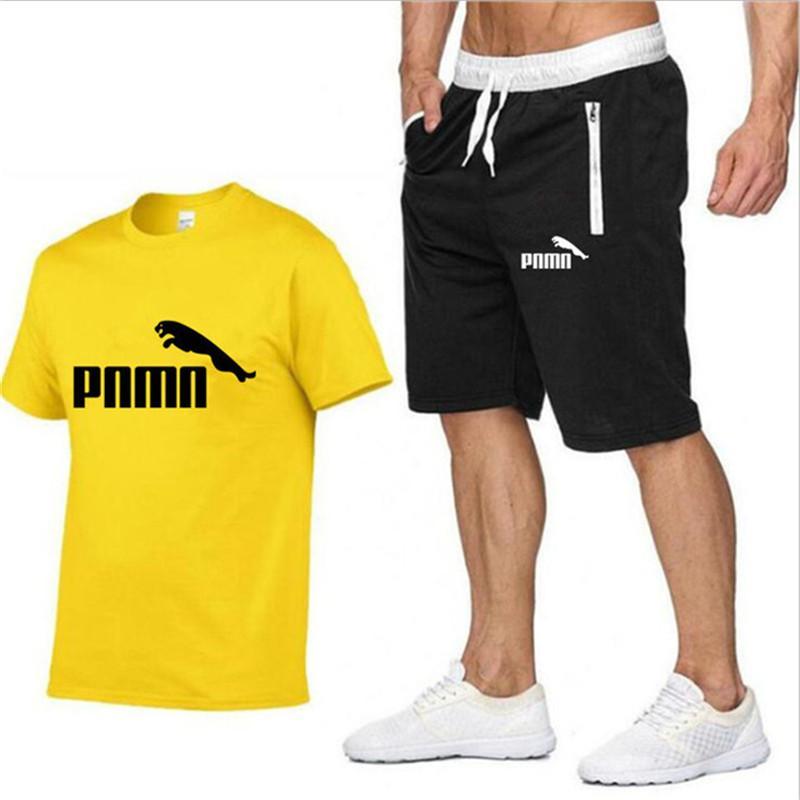 2020 Summer New Cotton short-sleeved men's Sets tracksuit Casual sports suit clothes men T-shirt +shorts suit Print Brand Sets 2020 Summer New Cotton short-sleeved men's Sets tracksuit Casual sports suit clothes men T-shirt +shorts suit Print Brand Sets