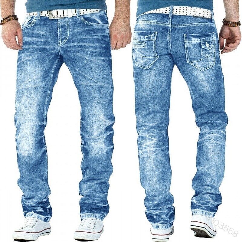 Mid-Waist Pocket Denim Straight Pants (Minimum order 200 pieces each color)