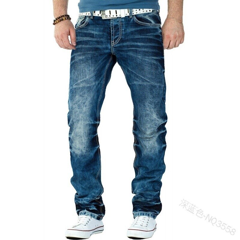 Mid-Waist Pocket Denim Straight Pants (Minimum order 200 pieces each color)